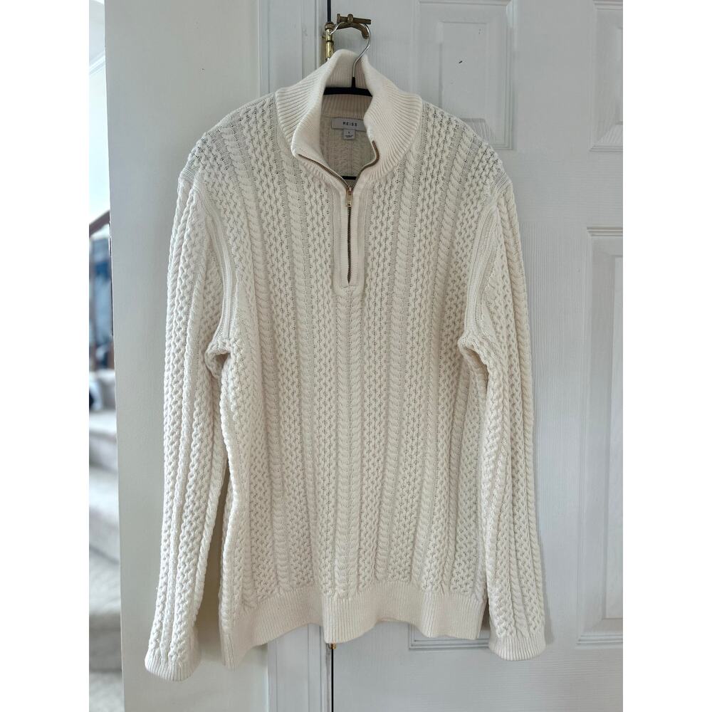 Reiss Cream Cable Knit Sweater